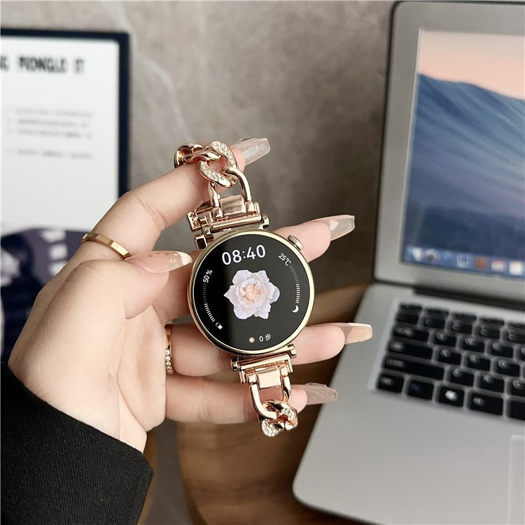 For Garmin Forerunner 255S / Xiaomi Mi Watch Stainless Steel Watch Band 18mm Wrist Strap - Rose Gold