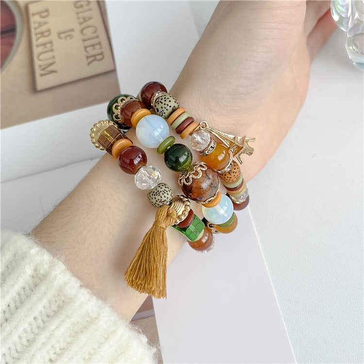 For Apple Watch Series 10 42mm / 9 8 7 41mm / SE (2023) SE (2022) SE 6 5 4 40mm / 3 2 1 38mm Watch Band Beaded Strap - Coffee