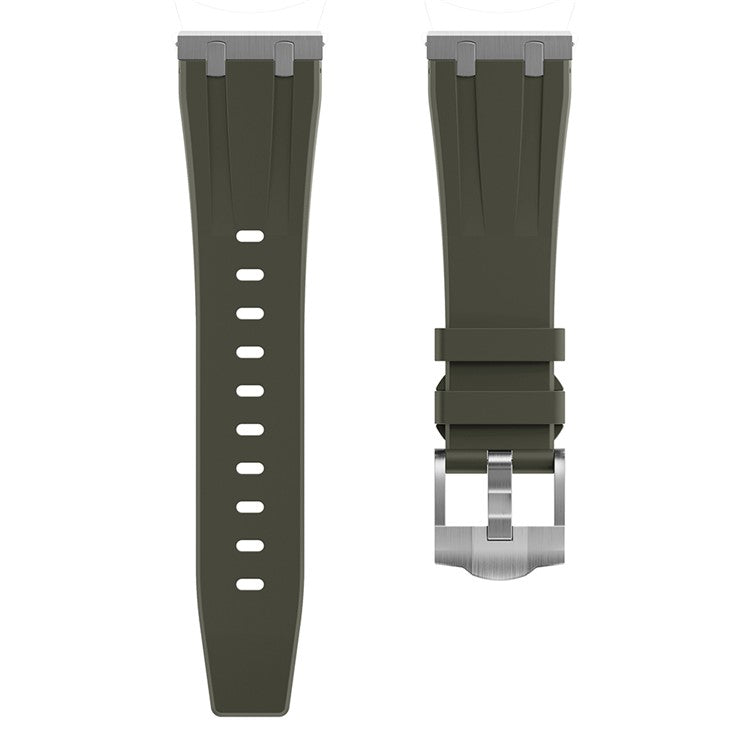 For Samsung Galaxy Watch3 45mm / Gear S3 Classic / Huawei Watch GT 4 46mm Silicone Watch Band 22mm Wrist Strap - Silver / Green