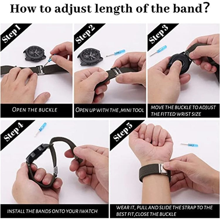 For Samsung Galaxy Watch FE 40mm / Watch4 / Watch 5 / Watch6 Classic Series Watch Band Nylon Braided Watch Strap - Starlight