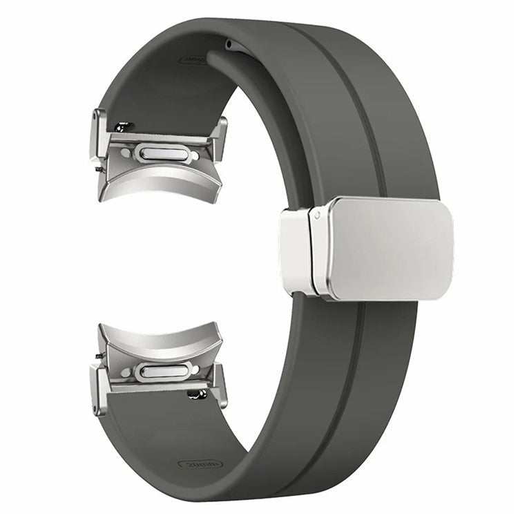 For Samsung Galaxy Watch FE 40mm / Watch4 / Watch 5 / Watch6 Wrist Strap Soft Silicone Watch Band with Magnetic Buckle - Space Grey
