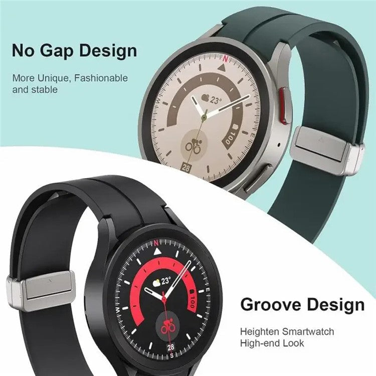 For Samsung Galaxy Watch FE 40mm / Watch4 / Watch 5 / Watch6 Wrist Strap Soft Silicone Watch Band with Magnetic Buckle - Space Grey