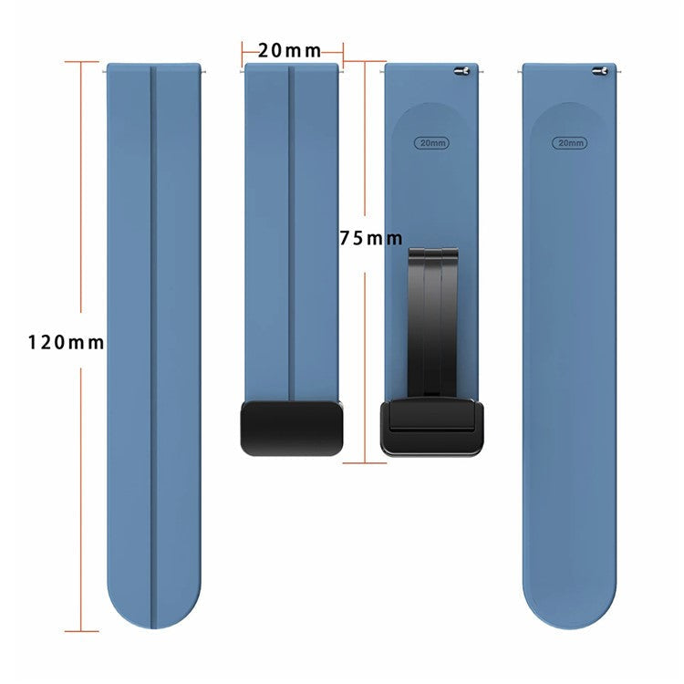 For Samsung Galaxy Watch FE 40mm / Watch4 / Watch 5 / Watch6 Wrist Strap Soft Silicone Watch Band with Magnetic Buckle - Space Grey