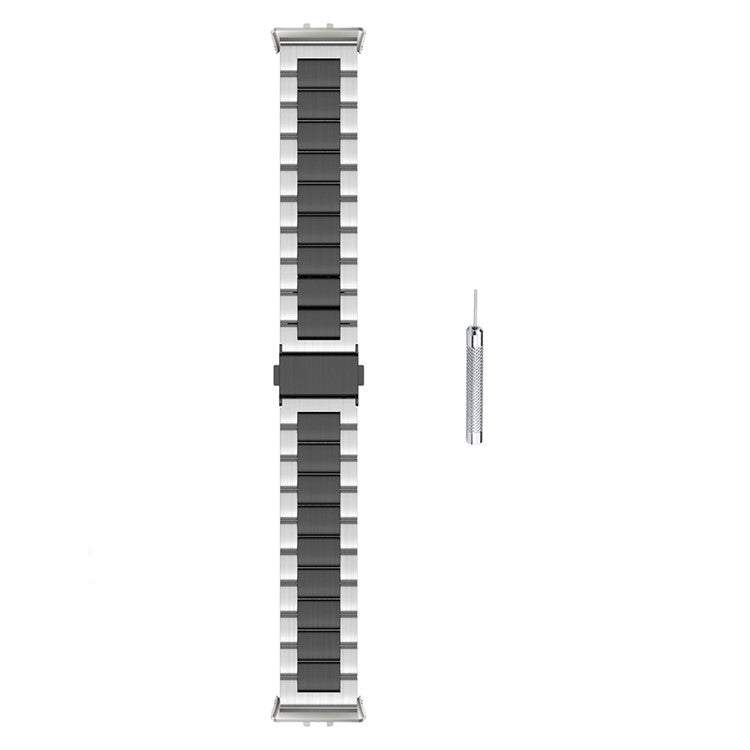For Samsung Galaxy Fit3 Quick Release Watch Strap Mixed Color Stainless Steel Watchband - Silver / Black / Silver