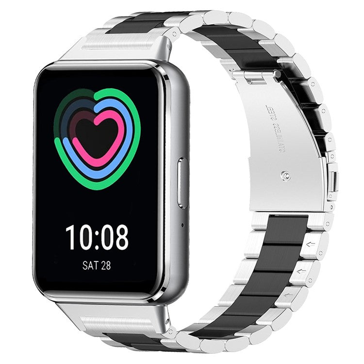 For Samsung Galaxy Fit3 Quick Release Watch Strap Mixed Color Stainless Steel Watchband - Silver / Black / Silver