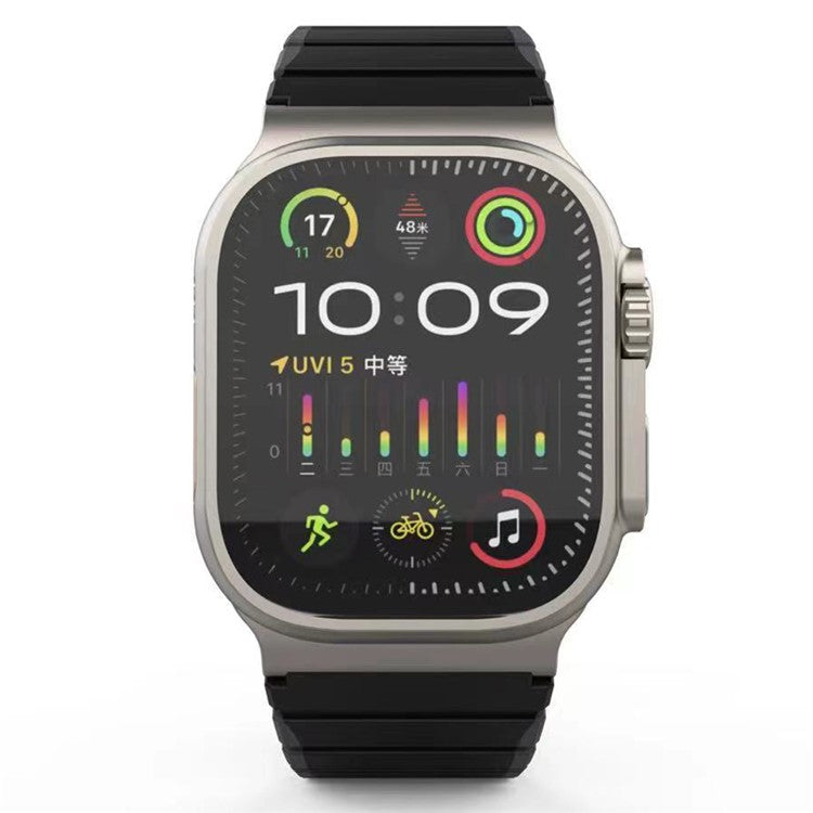 Silicone Band for Apple Watch 10 46mm / Ultra 2 / Ultra 49mm / 9 8 7 45mm / SE (2023) SE (2022) SE 6 5 4 44mm / 3 2 1 42mm Magnetic Strap - Black+Grey