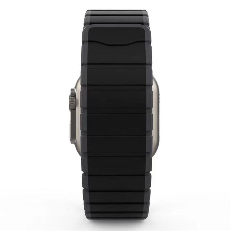 Silicone Band for Apple Watch 10 46mm / Ultra 2 / Ultra 49mm / 9 8 7 45mm / SE (2023) SE (2022) SE 6 5 4 44mm / 3 2 1 42mm Magnetic Strap - Black+Grey