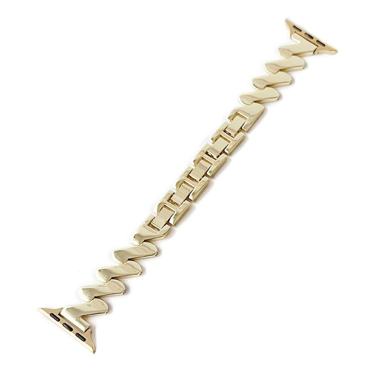 Zinc Alloy Band for Apple Watch 10 46mm / Ultra 2 / Ultra 49mm / 9 8 7 45mm / SE (2023) SE (2022) SE 6 5 4 44mm / 3 2 1 42mm Watch Strap - Gold