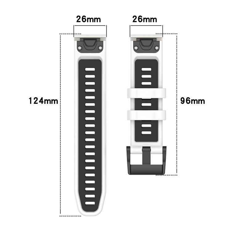 For Garmin Fenix 7X / Fenix 7X Pro Watch Band 26mm Waterproof Light Silicone Bracelet - Black+Grey