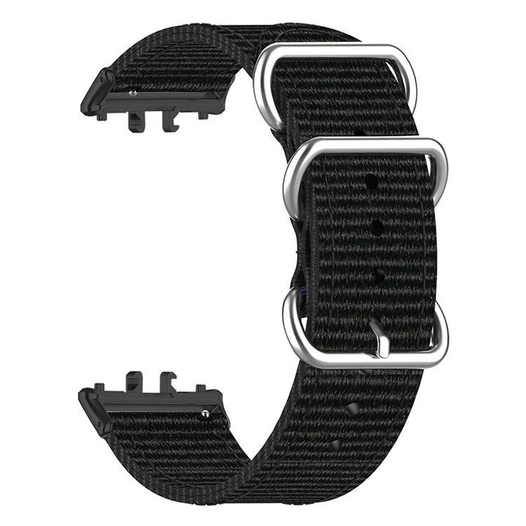 For Samsung Galaxy Fit3 SM-R390 Nylon Watch Strap Three Rings Replacement Wrist Band - Black