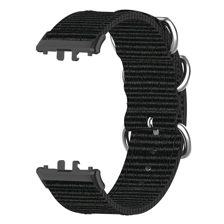 For Samsung Galaxy Fit3 SM-R390 Nylon Watch Strap Three Rings Replacement Wrist Band - Black