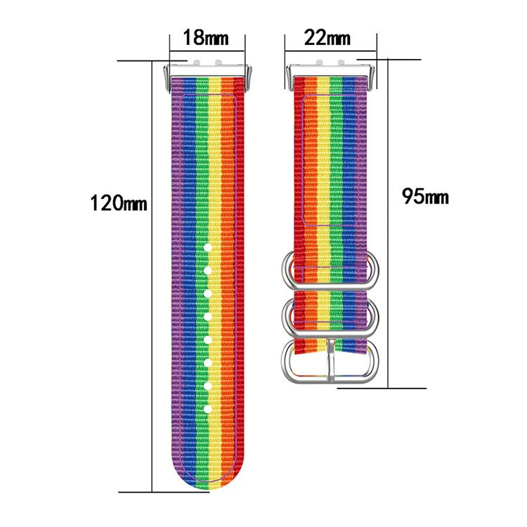 For Samsung Galaxy Fit3 SM-R390 Nylon Watch Strap Three Rings Replacement Wrist Band - Black