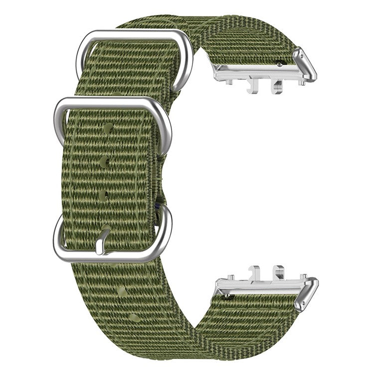 For Samsung Galaxy Fit3 SM-R390 Nylon Watch Strap Three Rings Replacement Wrist Band - Army Green