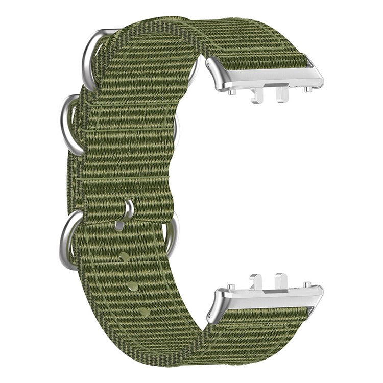 For Samsung Galaxy Fit3 SM-R390 Nylon Watch Strap Three Rings Replacement Wrist Band - Army Green