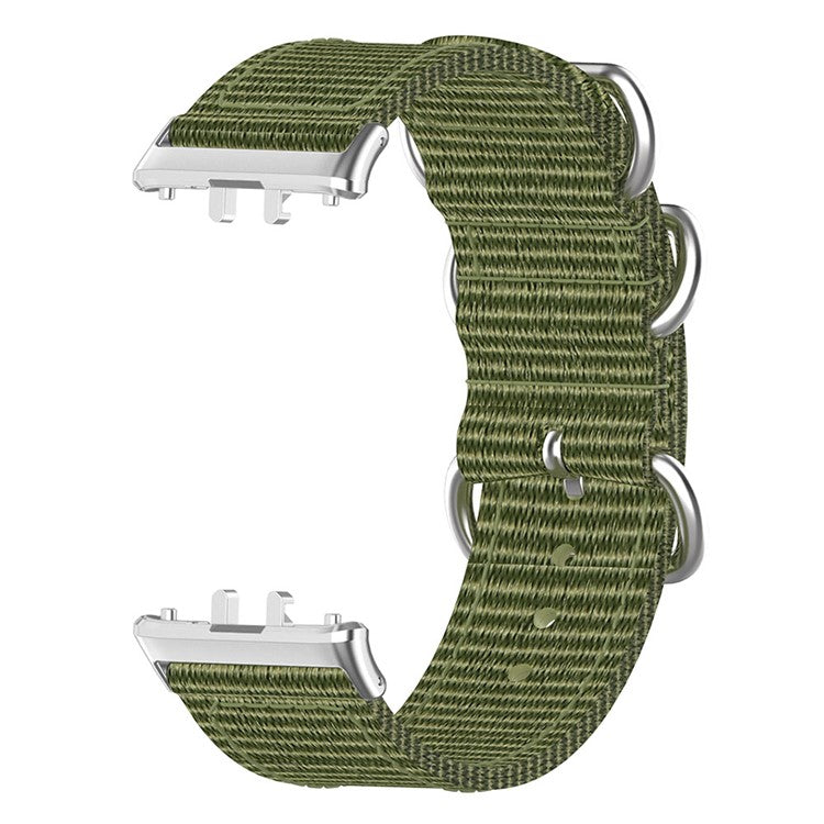 For Samsung Galaxy Fit3 SM-R390 Nylon Watch Strap Three Rings Replacement Wrist Band - Army Green