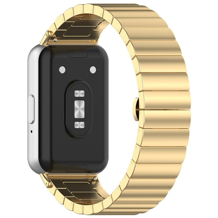 For Samsung Galaxy Fit3 SM-R390 Stainless Steel Strap Butterfly Buckle Replacement Band - Gold