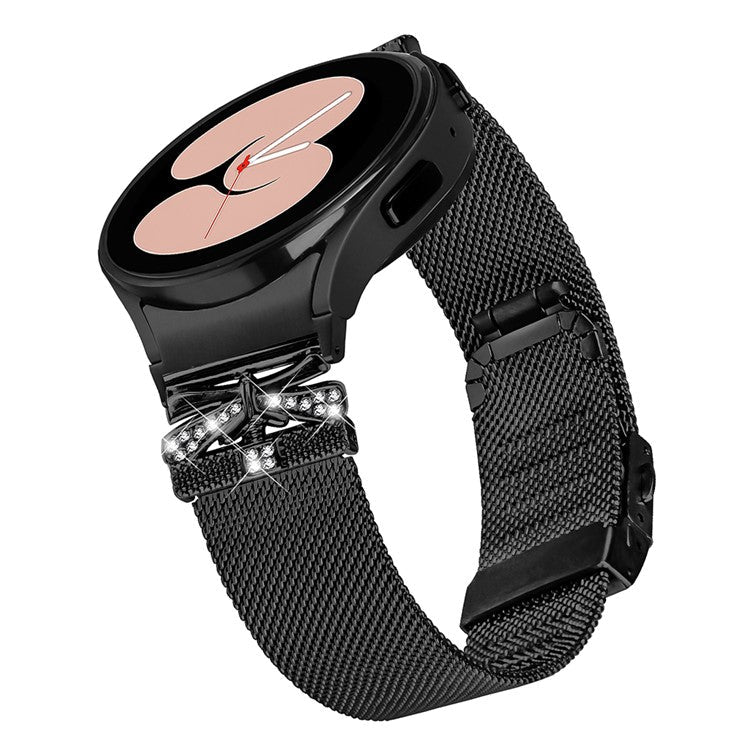 For Samsung Galaxy Watch6 / Watch6 Classic Rhinestone Stainless Steel Watch Strap Black Bracelet