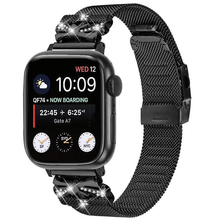 Watch Band for Apple Watch Series 10 42mm / 9 8 7 41mm / Series 6 5 4 SE SE (2022) SE (2023) 40mm / Series 3 2 1 38mm Stainless Steel Strap - Black