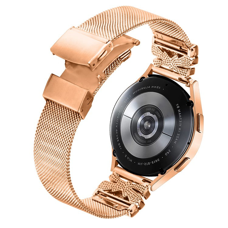 For Huawei Watch 2 / GT 2 42mm / GT 3 42mm Stylish Stainless Steel Silver 20mm Watch Strap Band - Rose Gold