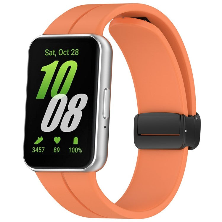 For Samsung Galaxy Fit3 Silicone Watch Band Folding Buckle Sport Replacement Straps - Orange