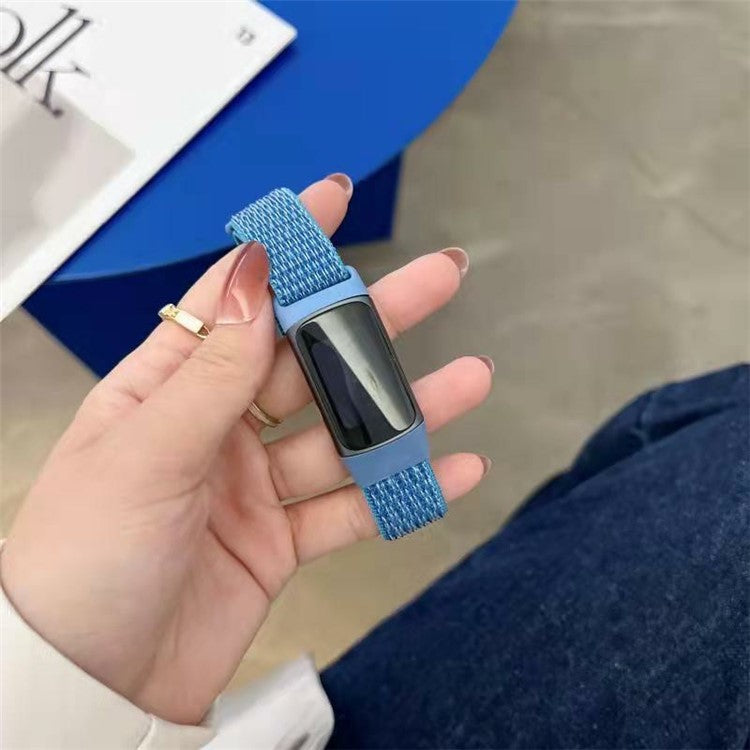 For Fitbit Charge 5 / 6 Nylon Strap Quick Release Sport Watch Band - Black