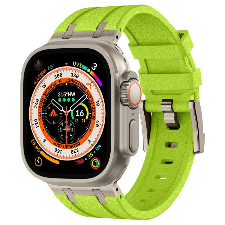 For Apple Watch 10 46mm / Ultra 2 / Ultra 49mm / 9 8 7 45mm / SE (2023) SE (2022) SE 6 5 4 44mm / 3 2 1 42mm Stone Texture Strap - Titanium+Green
