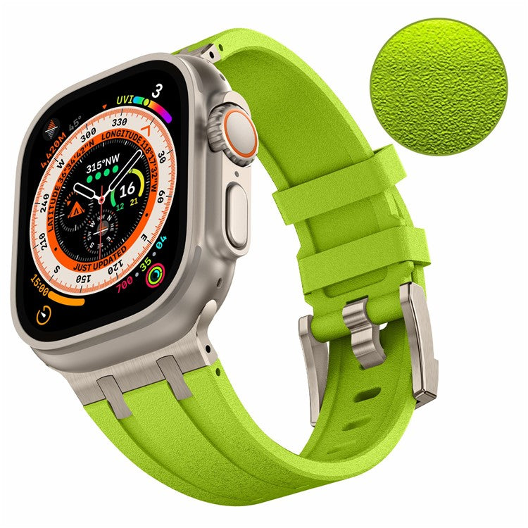 For Apple Watch 10 46mm / Ultra 2 / Ultra 49mm / 9 8 7 45mm / SE (2023) SE (2022) SE 6 5 4 44mm / 3 2 1 42mm Stone Texture Strap - Titanium+Green