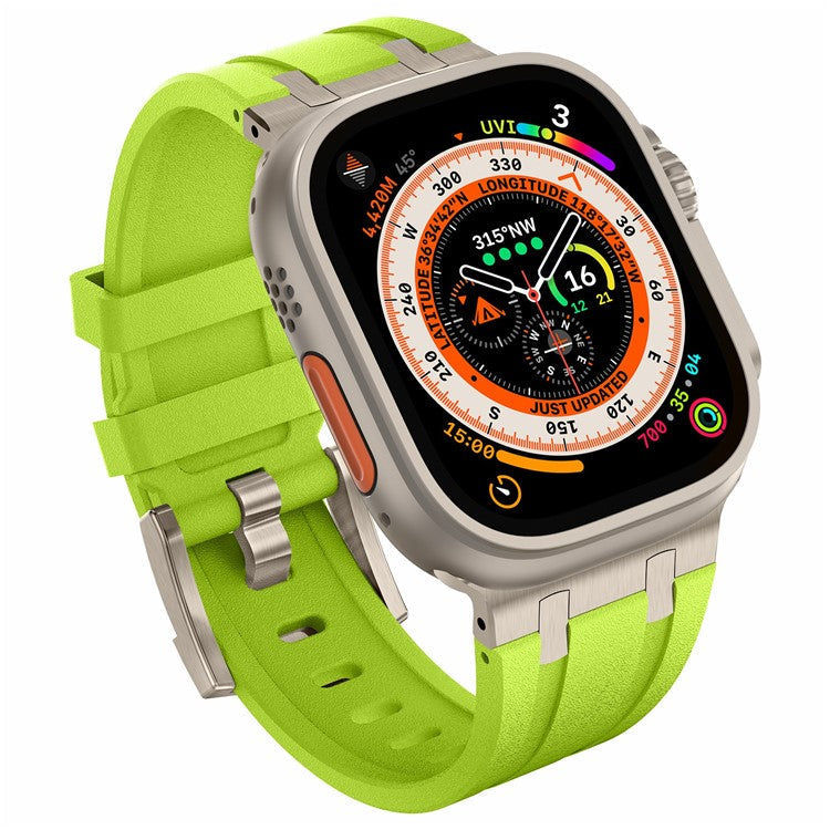 For Apple Watch 10 46mm / Ultra 2 / Ultra 49mm / 9 8 7 45mm / SE (2023) SE (2022) SE 6 5 4 44mm / 3 2 1 42mm Stone Texture Strap - Titanium+Green