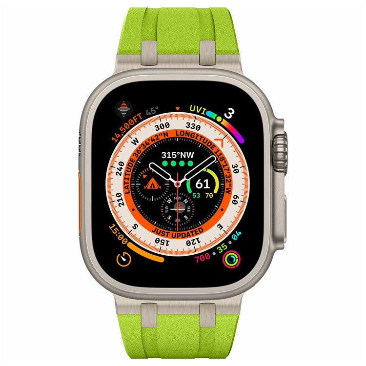 For Apple Watch 10 46mm / Ultra 2 / Ultra 49mm / 9 8 7 45mm / SE (2023) SE (2022) SE 6 5 4 44mm / 3 2 1 42mm Stone Texture Strap - Titanium+Green