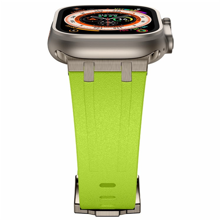 For Apple Watch 10 46mm / Ultra 2 / Ultra 49mm / 9 8 7 45mm / SE (2023) SE (2022) SE 6 5 4 44mm / 3 2 1 42mm Stone Texture Strap - Titanium+Green