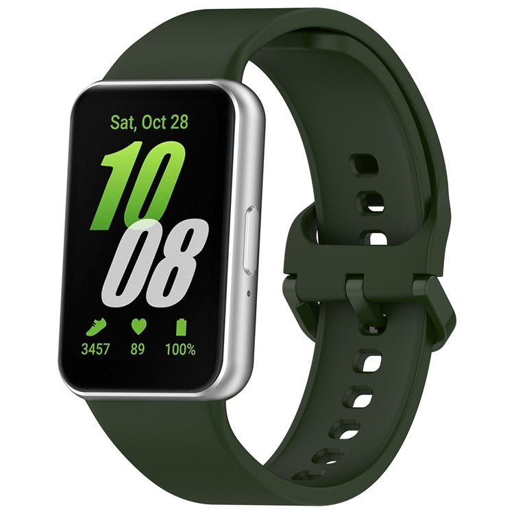 For Samsung Galaxy Fit3 (SM-R390) Watch Bracelet Soft Silicone Strap with Flat Buckle - Green
