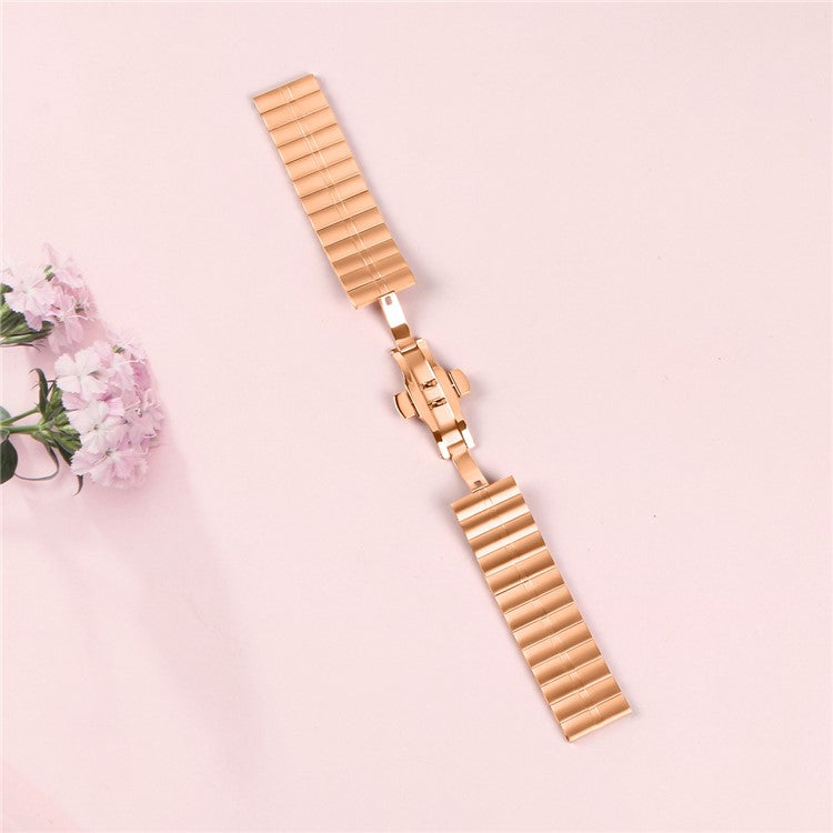 For Fitbit Versa / Versa Lite / Versa 2 Line Splicing Stainless Steel Watch Strap Butterfly Buckle Band - Rose Gold