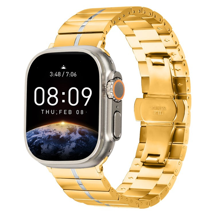 For Apple Watch Series 10 42mm / 9 8 7 41mm / Series 6 5 4 SE (2022) SE (2023) SE 40mm / Series 3 2 1 38mm Stainless Steel Strap - Gold+Silver