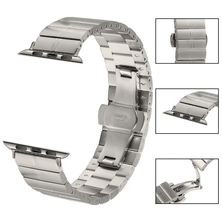 For Apple Watch Series 10 42mm / 9 8 7 41mm / Series 6 5 4 SE (2022) SE (2023) SE 40mm / Series 3 2 1 38mm Stainless Steel Strap - Titanium