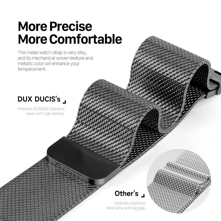DUX DUCIS Milanese Pro Series Strap for Apple Watch Series 10 46mm / Ultra 2 / Ultra 49mm / 9 8 7 45mm / SE (2023) SE (2022) SE 6 5 4 44mm / 3 2 1 42mm Metal Watch Band - Black