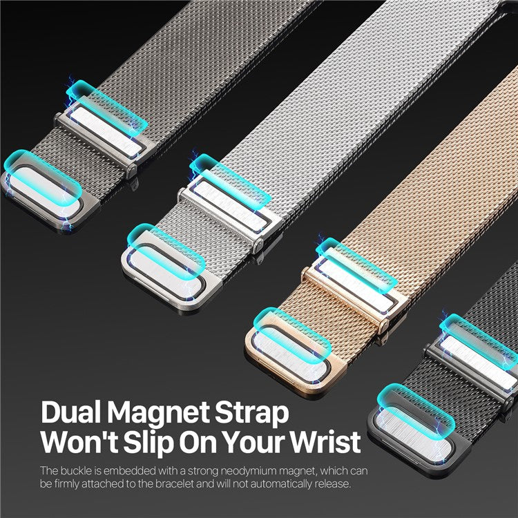 DUX DUCIS Milanese Pro Series Strap for Apple Watch Series 10 46mm / Ultra 2 / Ultra 49mm / 9 8 7 45mm / SE (2023) SE (2022) SE 6 5 4 44mm / 3 2 1 42mm Metal Watch Band - Black
