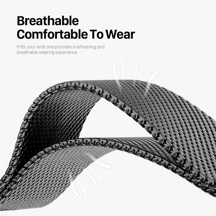 DUX DUCIS Milanese Pro Series Strap for Apple Watch Series 10 46mm / Ultra 2 / Ultra 49mm / 9 8 7 45mm / SE (2023) SE (2022) SE 6 5 4 44mm / 3 2 1 42mm Metal Watch Band - Black