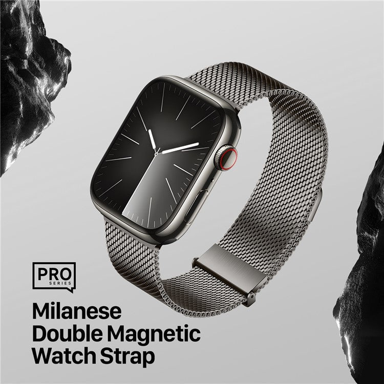 DUX DUCIS Milanese Pro Series Strap for Apple Watch Series 10 46mm / Ultra 2 / Ultra 49mm / 9 8 7 45mm / SE (2023) SE (2022) SE 6 5 4 44mm / 3 2 1 42mm Metal Watch Band - Graphite
