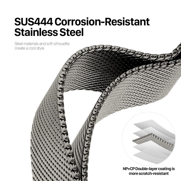 DUX DUCIS Milanese Pro Series Strap for Apple Watch Series 10 46mm / Ultra 2 / Ultra 49mm / 9 8 7 45mm / SE (2023) SE (2022) SE 6 5 4 44mm / 3 2 1 42mm Metal Watch Band - Graphite