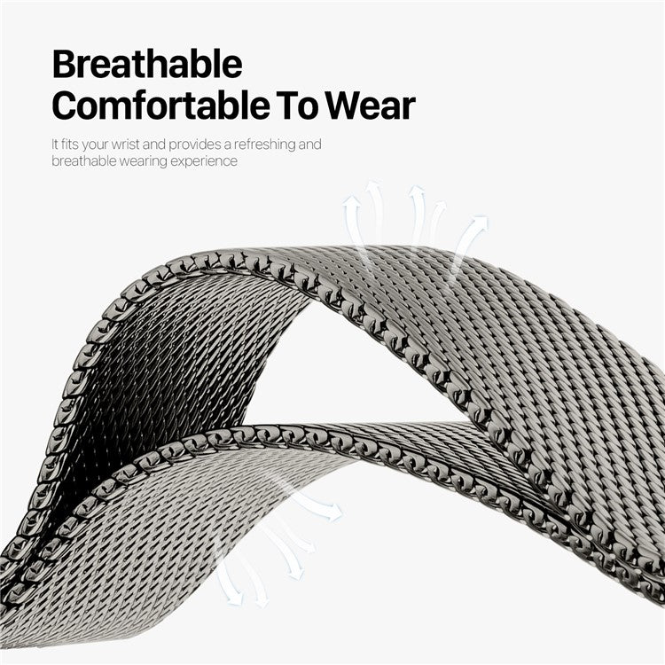 DUX DUCIS Milanese Pro Series Strap for Apple Watch Series 10 46mm / Ultra 2 / Ultra 49mm / 9 8 7 45mm / SE (2023) SE (2022) SE 6 5 4 44mm / 3 2 1 42mm Metal Watch Band - Graphite