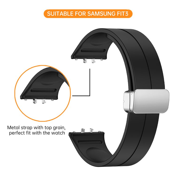 For Samsung Galaxy Fit3 Replacement Wrist Band Soft Silicone Watch Band with Magnetic Folding Buckle - Starlight