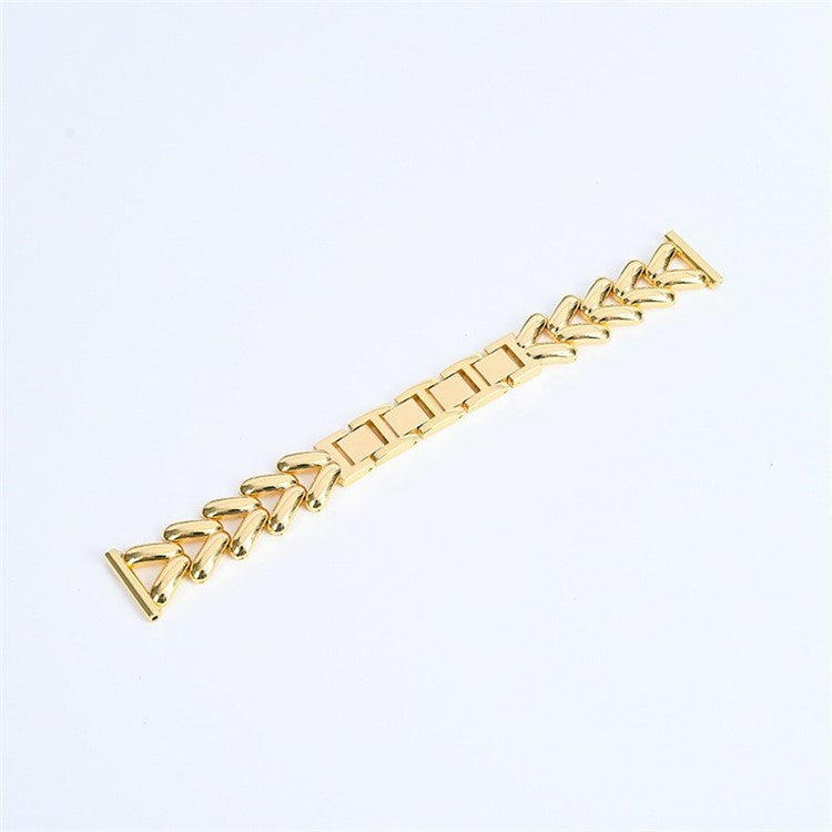 Zinc Alloy V-Shape Band for Apple Watch 10 46mm / Ultra 2 / Ultra 49mm / 9 8 7 45mm / SE (2023) SE (2022) SE 6 5 4 44mm / 3 2 1 42mm Watch Strap - Gold