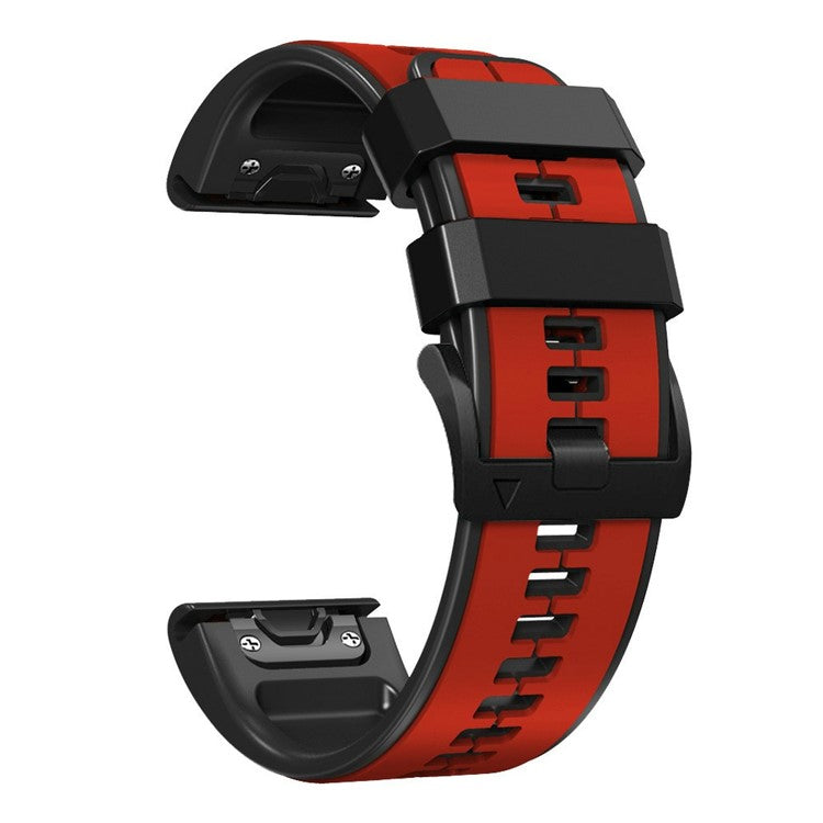 KALEBOL KLB-ZWGJ-001 For Garmin Fenix 7 / 7 Pro Silicone Watch Band QuickFit 22mm Dual Color Strap - Red+Black
