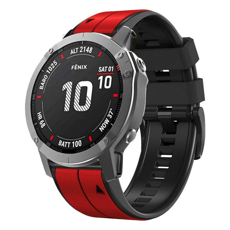 KALEBOL KLB-ZWGJ-001 For Garmin Fenix 7 / 7 Pro Silicone Watch Band QuickFit 22mm Dual Color Strap - Red+Black