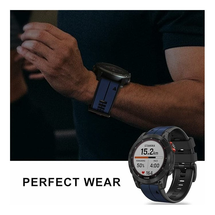 KALEBOL KLB-ZWGJ-001 For Garmin Fenix 7 / 7 Pro Silicone Watch Band QuickFit 22mm Dual Color Strap - Red+Black