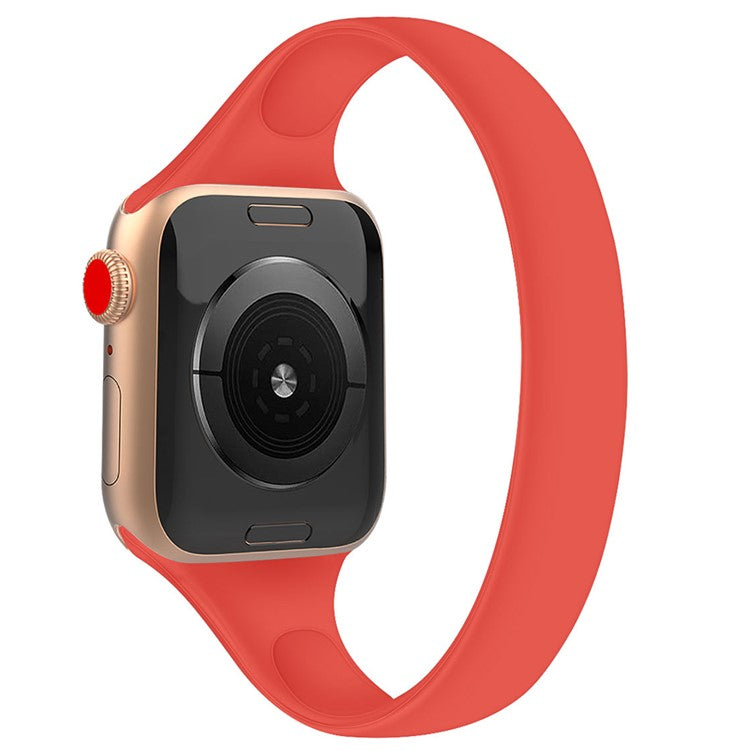 Size S for Apple Watch 10 46mm / Ultra 2 / Ultra 49mm / 9 8 7 45mm / SE (2023) SE (2022) SE 6 5 4 44mm / 3 2 1 42mm Silicone Watch Band Bracelet - Red