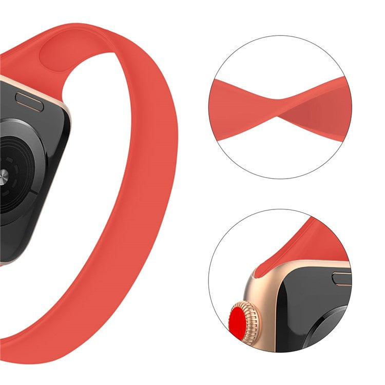 Size S for Apple Watch 10 46mm / Ultra 2 / Ultra 49mm / 9 8 7 45mm / SE (2023) SE (2022) SE 6 5 4 44mm / 3 2 1 42mm Silicone Watch Band Bracelet - Red