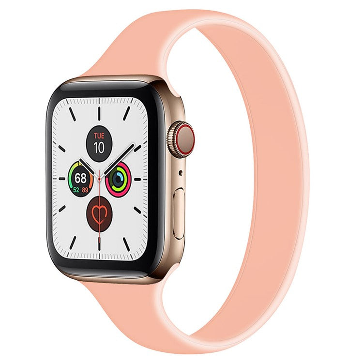 Size S for Apple Watch 10 46mm / Ultra 2 / Ultra 49mm / 9 8 7 45mm / SE (2023) SE (2022) SE 6 5 4 44mm / 3 2 1 42mm Silicone Watch Band Bracelet - Pink