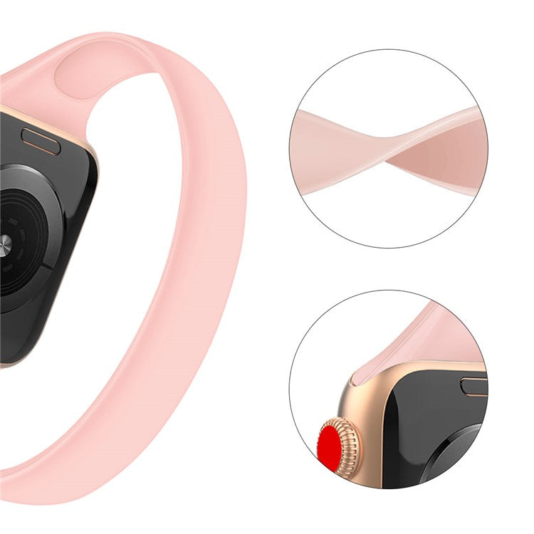 Size S for Apple Watch 10 46mm / Ultra 2 / Ultra 49mm / 9 8 7 45mm / SE (2023) SE (2022) SE 6 5 4 44mm / 3 2 1 42mm Silicone Watch Band Bracelet - Pink