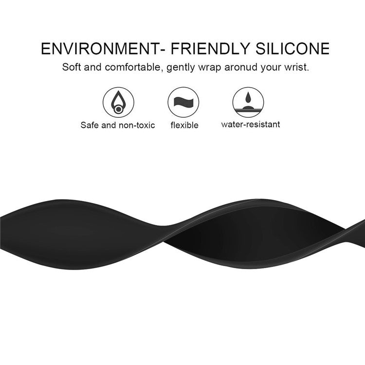 Size L for Apple Watch 10 46mm / Ultra 2 / Ultra 49mm / 9 8 7 45mm / SE (2023) SE (2022) SE 6 5 4 44mm / 3 2 1 42mm Silicone Watch Band - Black